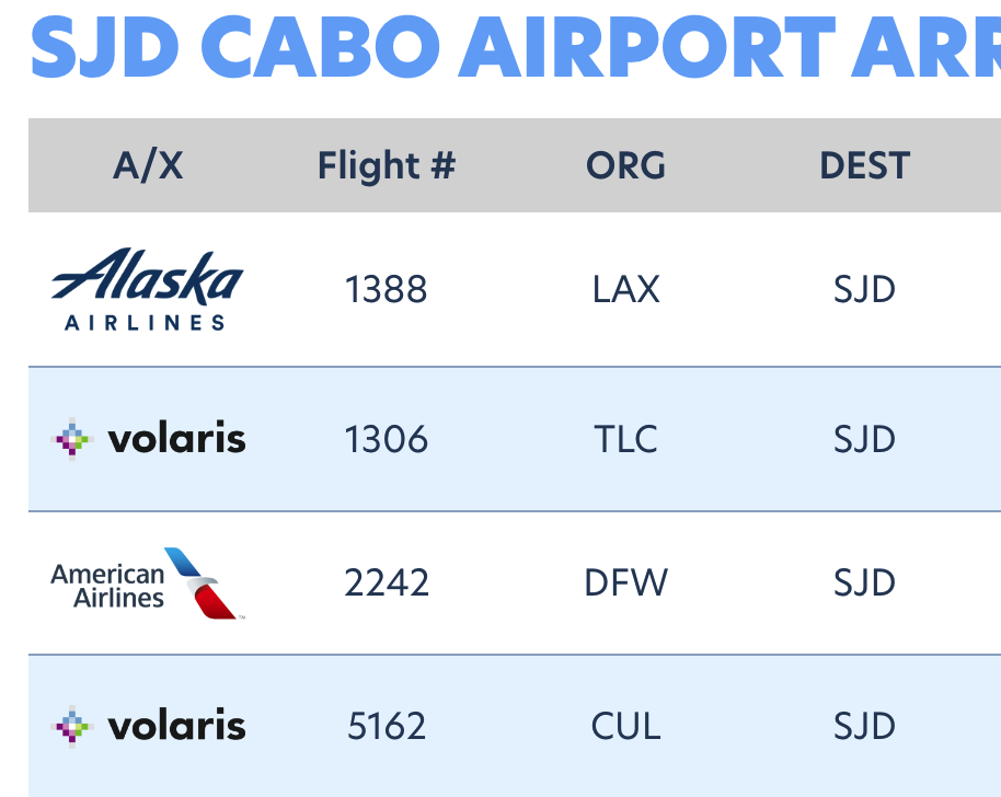 Find Cabo Flights Info Fast Los Cabos SJD Airport Flight Info