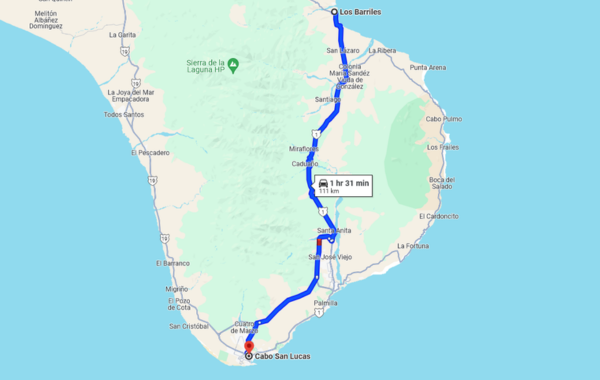 The route between Cabo San Lucas and Los Barriles.