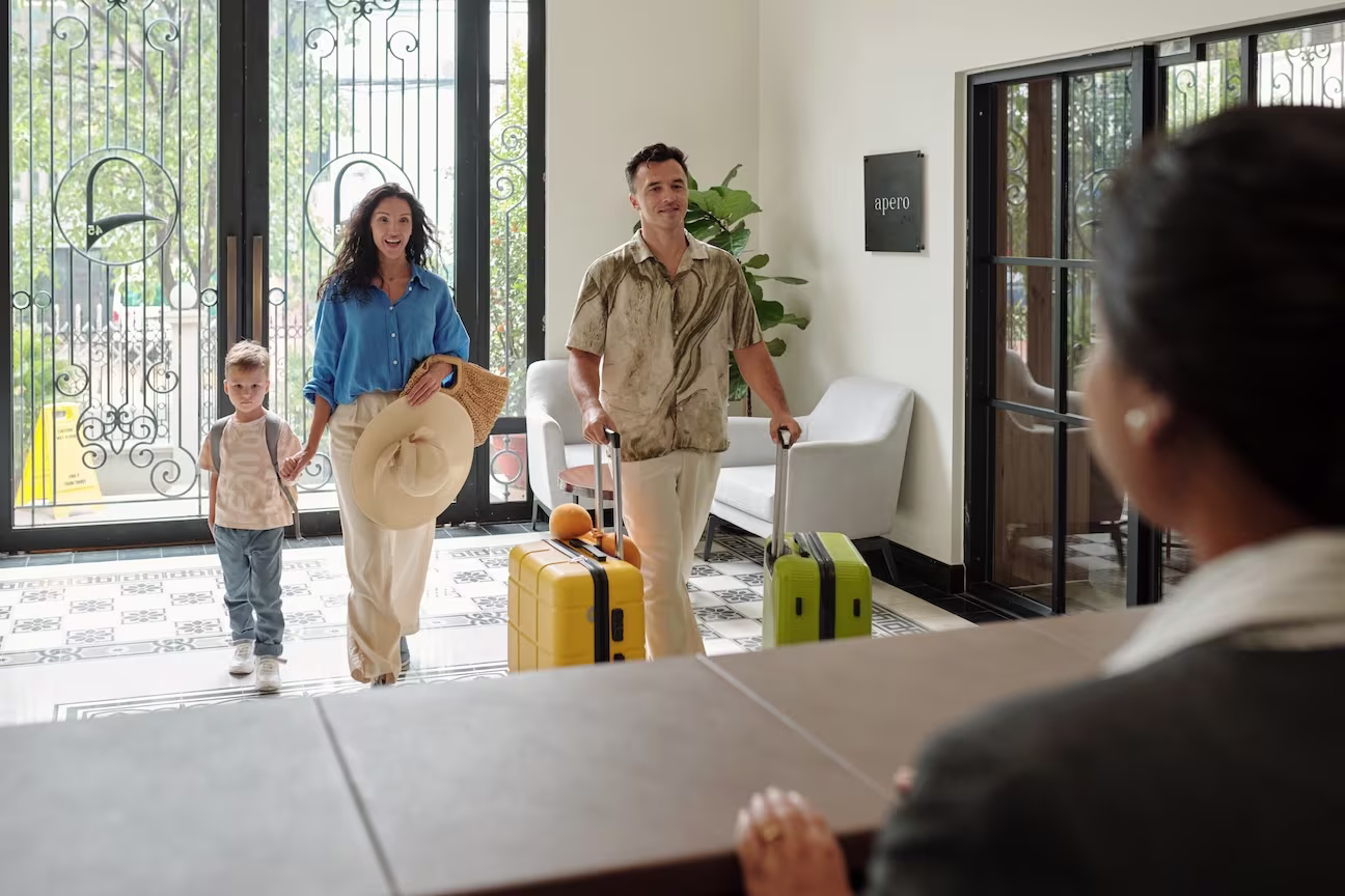 Family Checking into Hotel in La Paz