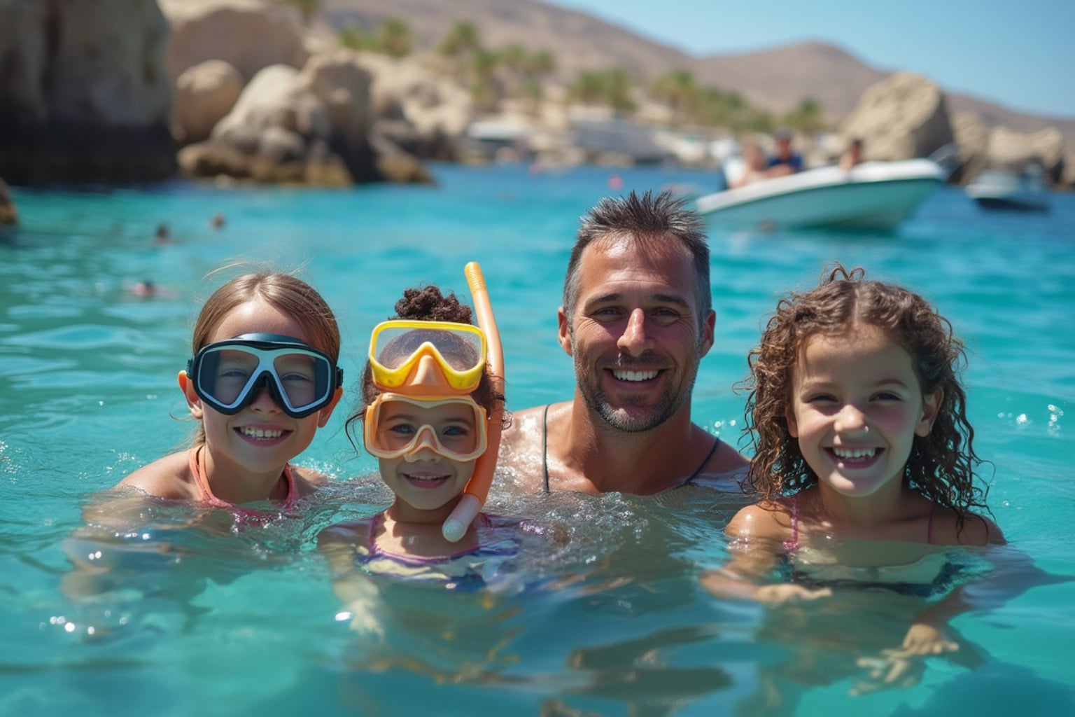 family snorkeling at Chileno Bay - Cabo Family Travel