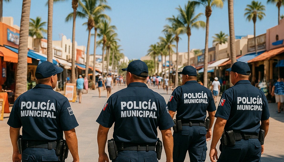 police patrolling tourist areas in Cabo - is cabo safe to travel to right now